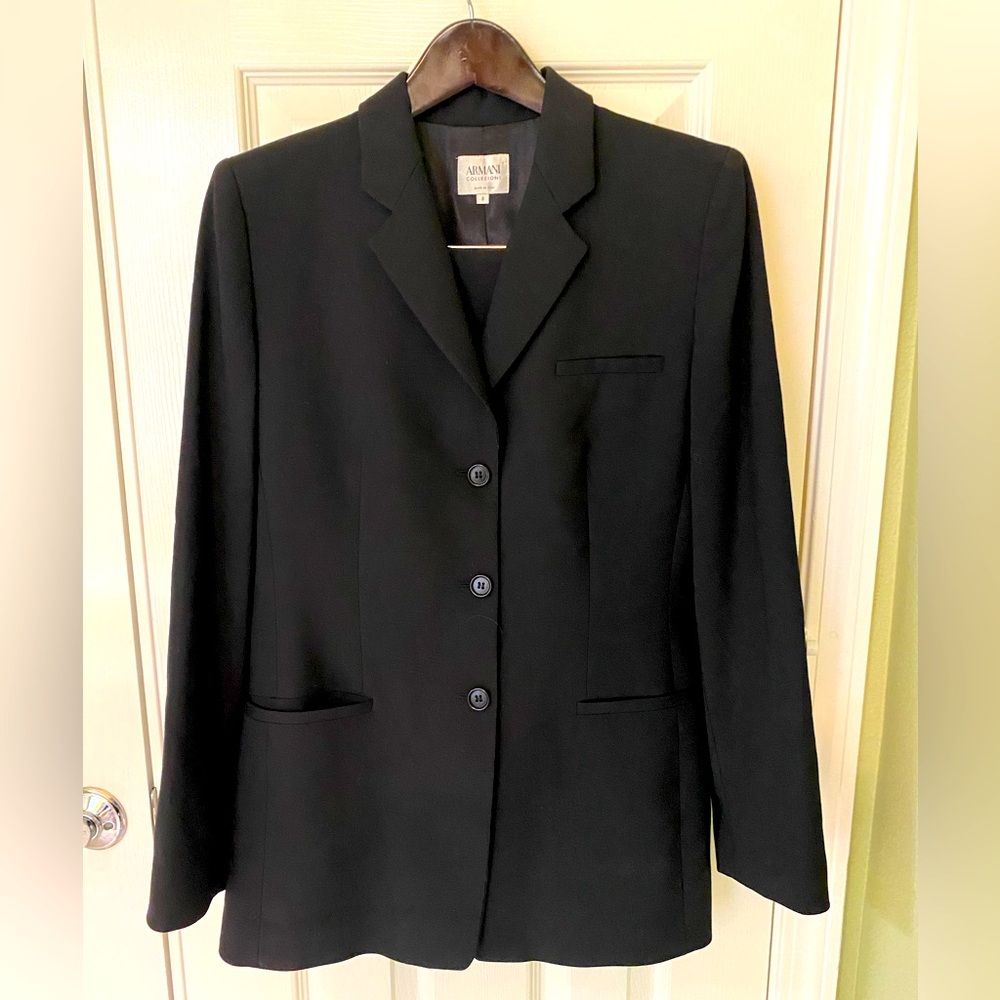 Armani Collezioni Italian Black Pantsuit Size 42 US Sz 6